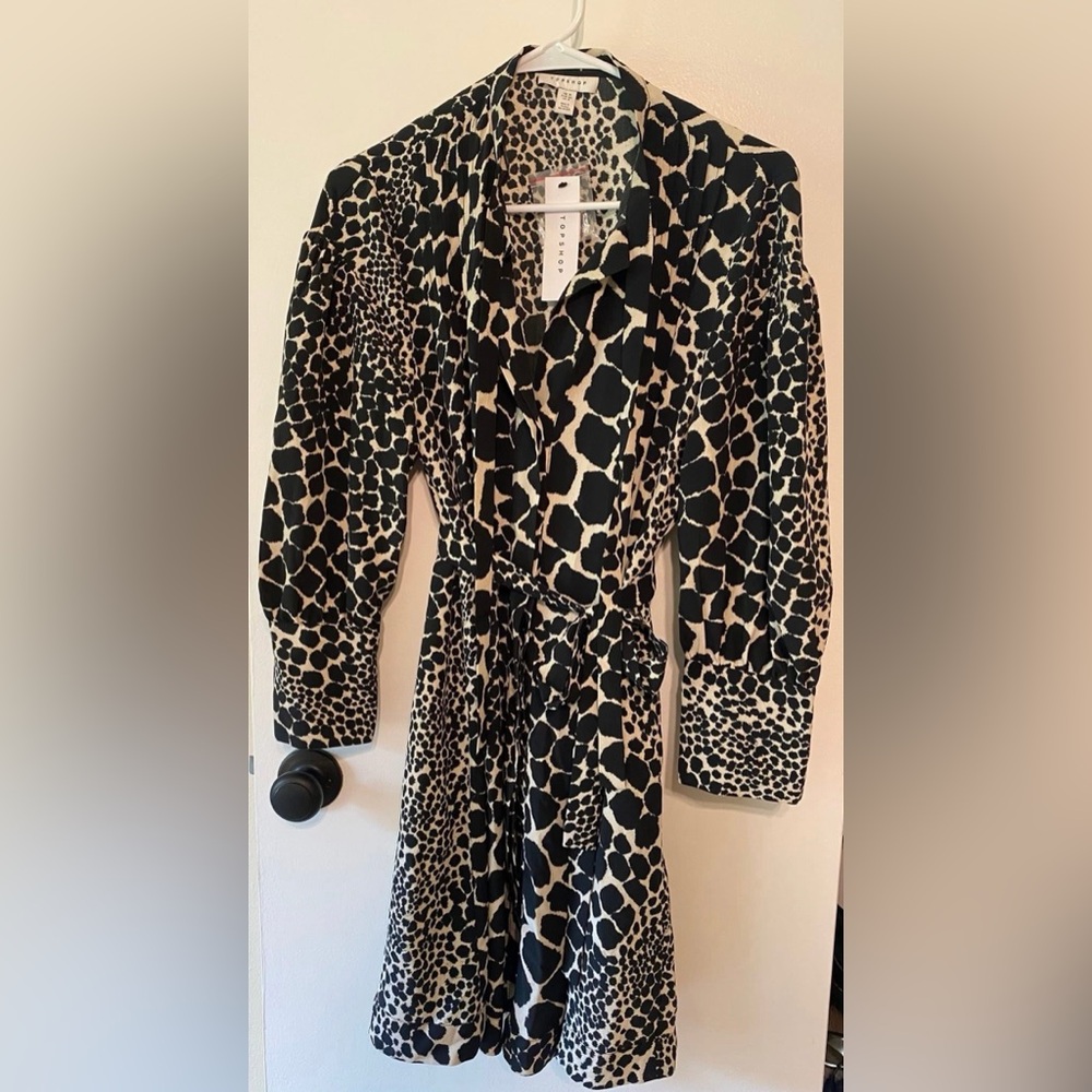 Topshop Black and White Animal Print Dress